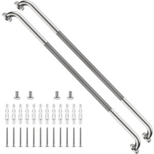 ZUEXT 2 Pack 48 Inch Brushed Nickel Non Slip Shower Grab Bar w/Knurled Grip