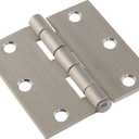 Hillman Hardware Essentials 853395 Residential Square Corner Door Hinges with Removable Pin Stainless Steel 3"