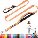 TSPRO Tactical Hands Free Dog Leash, Heavy Duty Adjustable with Padded Handle & Metal Safety Clasp for Walking Running Hiking Training, Medium & Large Dogs (Orange 25)