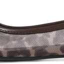 Mesh Ballet Flats Shoes for Women Round Toe Slip on Ballerina Casual Work Flats Low Heel Comfortable Soft (7.5, Leopard)