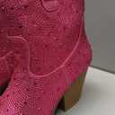 ABSOLEX Women Western Cowgirl Cowboy Pointed Toe Rhinestone Ankle Booties (7, Fuchsia)