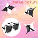 FEISEDY Kids Sunglasses for Girls Oversized Square Sparkling Party Sun Glasses Lightweight Fashion Shades B0053 (Black)