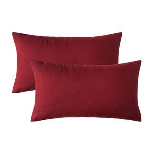 Woaboy Set of 2 Burgundy Throw Pillow Covers Decorative Farmhouse Linen Pillowcase Solid Waterproof Cushion Cases for Outdoor Bedroom Living Room Sofa Chairs 12x20 inch