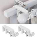Outside Mount Blinds Curtain Rod Bracket Attachment – ONLY Fit 1"–2" Wide Rectangle Headrail – NOT Compatible with 2"–3" – No Drill No Tools Required (White 2 Pack, 1" to 2")
