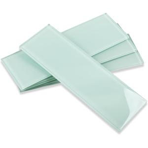 Glass Tiles for Backsplash, Glass Subway Tile 4x12 Inch for Kitchen Bathroom Shower Wall Ice Age (12 Pcs, 4 sq.ft)