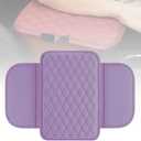 Car Center Console Cover, Universal Microfiber Leather Car Armrest Cover Cushion, Vehicle Seat Box Cushion Protector with 2 Storage Bagsfor Most Vehicles (Purple)