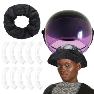 Fiwochic Hair Dryer Heat Shield with 10 Disposable Plastic Hoods, Black