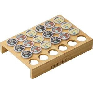MinBoo BamBoo k cup holder Drawer or Countertop k cup Organizer Coffee Pod Holder Hold 24 Coffee Pod Storage Kcup Coffee Pods Holder for Coffee Station Office and Kitchen KCup Storage
