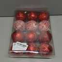 Hollyone 3.15"/80mm Red Christmas Ball Ornament 12 Pcs Shatterproof Christmas Tree Relief Ornaments Set Large Hanging Ornaments Balls for Wedding Holiday Wreath Home Decorations