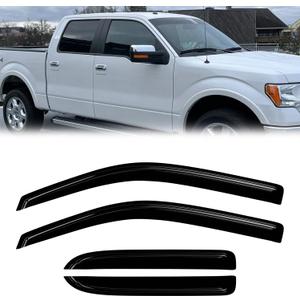 Window Rain Guards Compatible 2004-2014 Ford F150 SuperCab Extended Cab 4PC Side Wind Deflector Visors Shade Vent w/ 2 Half-Size Rear Doors & 2 Full-Size Front Doors
