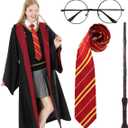 Wizard Costume Accessories Set Novelty Magic Halloween Costume with Wizard Wand and Tie and Glasses for Multi-Item Party Favor Cosplay Dress-up, M
