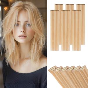 Short Hair Extensions Clip ins,S-noilite Short Clip in Hair Extensions Real Human Hair,Mini Hairpieces for Add Volume and Highlights,6 Pieces 31g 10 inch Gold Blonde Mixed Bleach Blonde