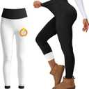 Thermal Fleece Lined Leggings for Women Warm Thick High Waisted Tummy Control Workout Soft Yoga Pants for Cold Winter (White)