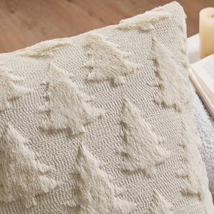 MIULEE Christmas Throw Pillow Covers Beige Christmas Decorations Xmas Tree 20x20 Pillow Covers Soft Plush Faux Wool Pillowcases Holiday Festivals Winter Home Decor Sofa Couch Bed Porch