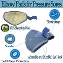 1 Pcs Australian Sheepskin Elbow Pressure Sores Protector Arm Pads Adjustable Suitable for Office Home Elderly Care and Medical Institutions Unisex Blue (Blue)
