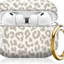 Compatible with AirPod Pro 3 (2025),Cute Case Cover for Women & Men, Full Protection Shockproof Hard Case with Keychain, Wireless Charging Case Accessories(Light Leopard Print)