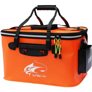 Fishing Bucket, 6Gallon/8Gallon/10Gallon Foldable Fish Bucket, Live Fish Container Multi-Functional Live Fish Bait Bucket, Outdoor Camping EVA Fishing Bag and Fish Protection Bucket (23l/6gallon (orange)