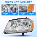 ELH Headlight Assembly Fit For 2008-2014 Dodge Avenger 2008 2009 2010 2011 2012 2013 2014 08 09 10 11 12 13 14 Dodge Avenger Headlamp Avenger Chrome Housing Amber Reflector