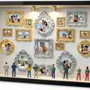 DIY Mini Museum Picture Frames Set, Museum of Us Silhouette Shadow Box with 15 Vintage Mini Frames & 10 Mini Figurines, Family Photo Memory Display Case for Anniversary, Wedding, Home Decor