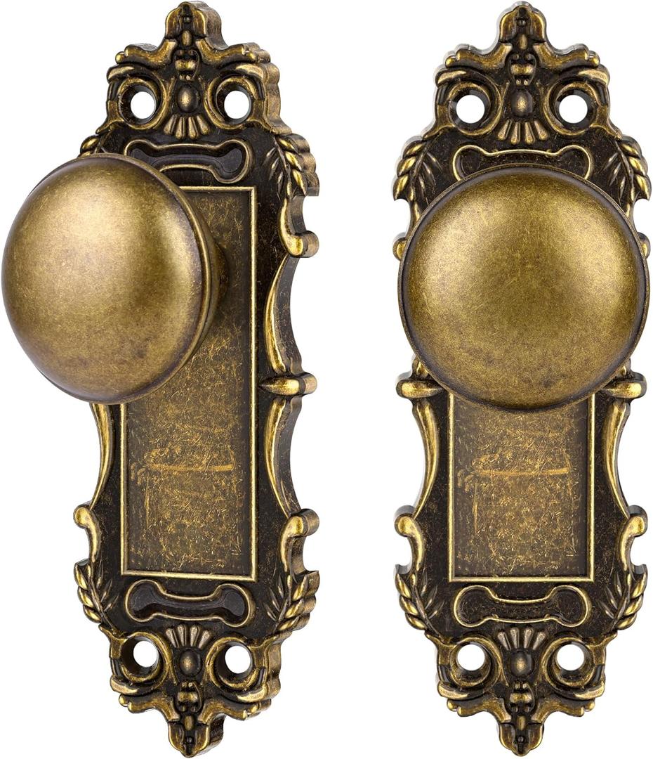 Bronze Dummy Door Knobs Interior 2 Pack Door Knob Antique Door Handle Vintage Door Pulls for Pantry Door Hallway