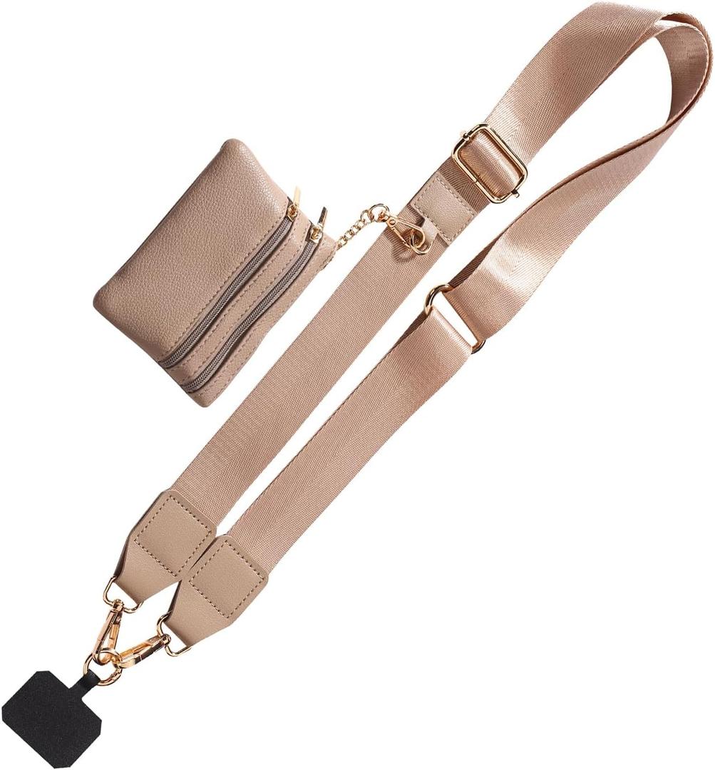 CUEDM Cell Phone Lanyard Crossbody, Adjustable Cell Phone Strap with Wristlet, Clip and Go Strap for Phone with Wallet