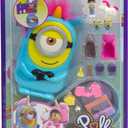 Polly Pocket & Minions Playset with 1 Doll, 2 Minions Figures & Fluffy The Unicorn Toy, Collectible Compact with 9 Accessories