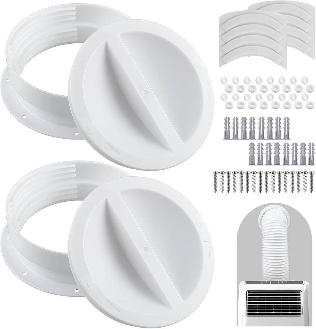 2 Set White Dual Size Wall Mount Connector for Portable Ac Vent Ac Exhaust Hose Coupler for 6 and 6.5 Inches Hose Accessories Plug
