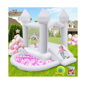 FBSPORT White Bounce House, Inflatable Bouncer with Air Blower,Indoor & Outdoor Bouncy Castle with Big Ball Pit for Wedding Party Kids Birthday Party, Easy to Install