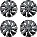 Hubcaps Wheel Cover Replacement Size R14 Hub Cap Universal-Fit Steel Wheels Rims Cover ABS Tire Caps for Most Car Truck Sedan SUV -Set of 414-inch, Black