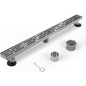 Brushed Nickel Linear Shower Drain 48 Inch, Modern Shower Floor Drain
304 Stainless Steel Shower Drain, Rectangular Shower Drain with Removable Grate, Hair Strainer, for Bathroom, Kitchen,Balcony