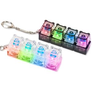 2Pcs Keyboard Fidget Toy for Adults with LED Lights, Cute Bear Clicky Keyboard Clicker Fidget Keychain, Fidget Clicker Sensory Toys for Adult to Anxiety Stress Relief