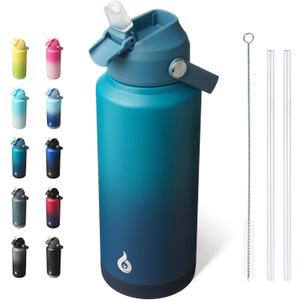 BJPKPK Water Bottle with Straw Lid, 32oz Vacuum Insulated Water Bottles, Metal Stainless Steel Thermo for Sports, Travel, BPA Free Leak Proof Thermo, Cups, Flasks, Tumblers,Vast
