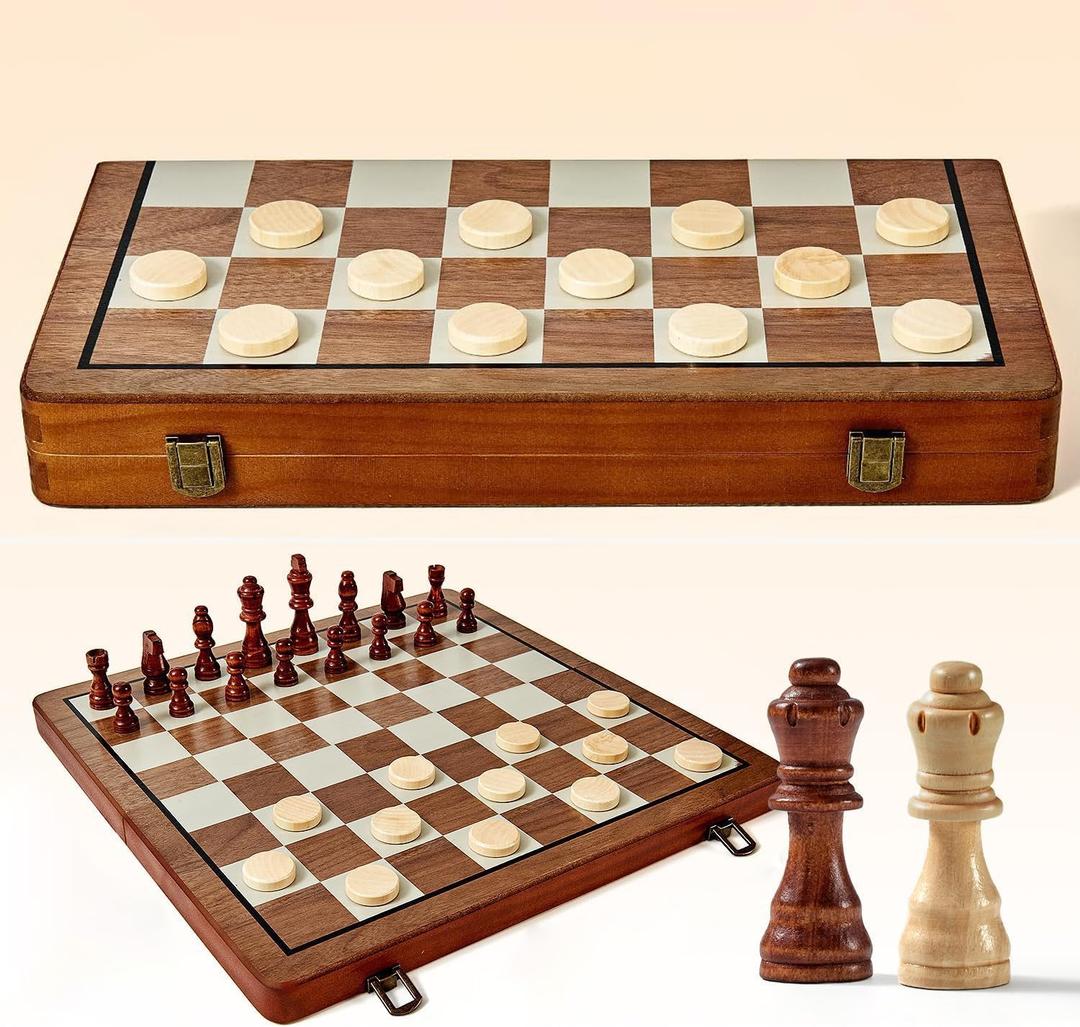 Wood Chess Sets for Beginer - Chess Boards for Adults 15.4'' Storage Box - Handcrafted Portable Travel Chess Game with Pieces Storage Slots (Pine - Professional)
