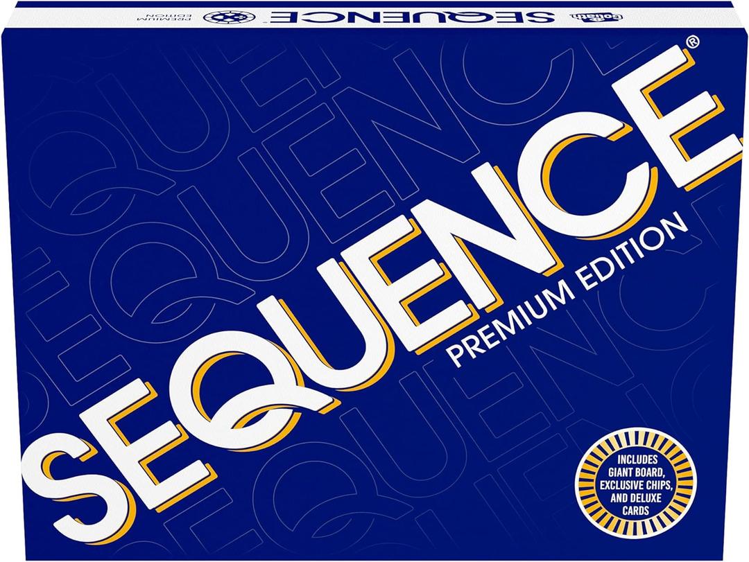 Sequence Premium Edition - Stunning Set with Giant Board (20.25 x 26.25 inches), Exclusive Chips and Deluxe Cards by Goliath, Blue, for Ages 7+