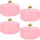 4 Pack Round Tablecloth 90 Inch Polyester Washable Fabric Table Covers for Wedding Dining Table Parties Banquet DecorPink