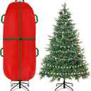 Jumbo Upright Christmas Tree Storage Bag, Upright Christmas Tree Storage Cover With Zipper & Adjustable Straps,Tear Resistant Upright Storage Christmas Tree Cover for 7.5 Foot Assembled Christmas Tree (Red)