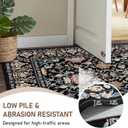 Warmstar 6×9 Area Rug for Living Room,Washable Area Rug Non-Slip TPR Backing,Vintage Persian Floral Vine Faux Wool Low Pile Carpet for Living Room Bedroom Dining Room, Black Multi