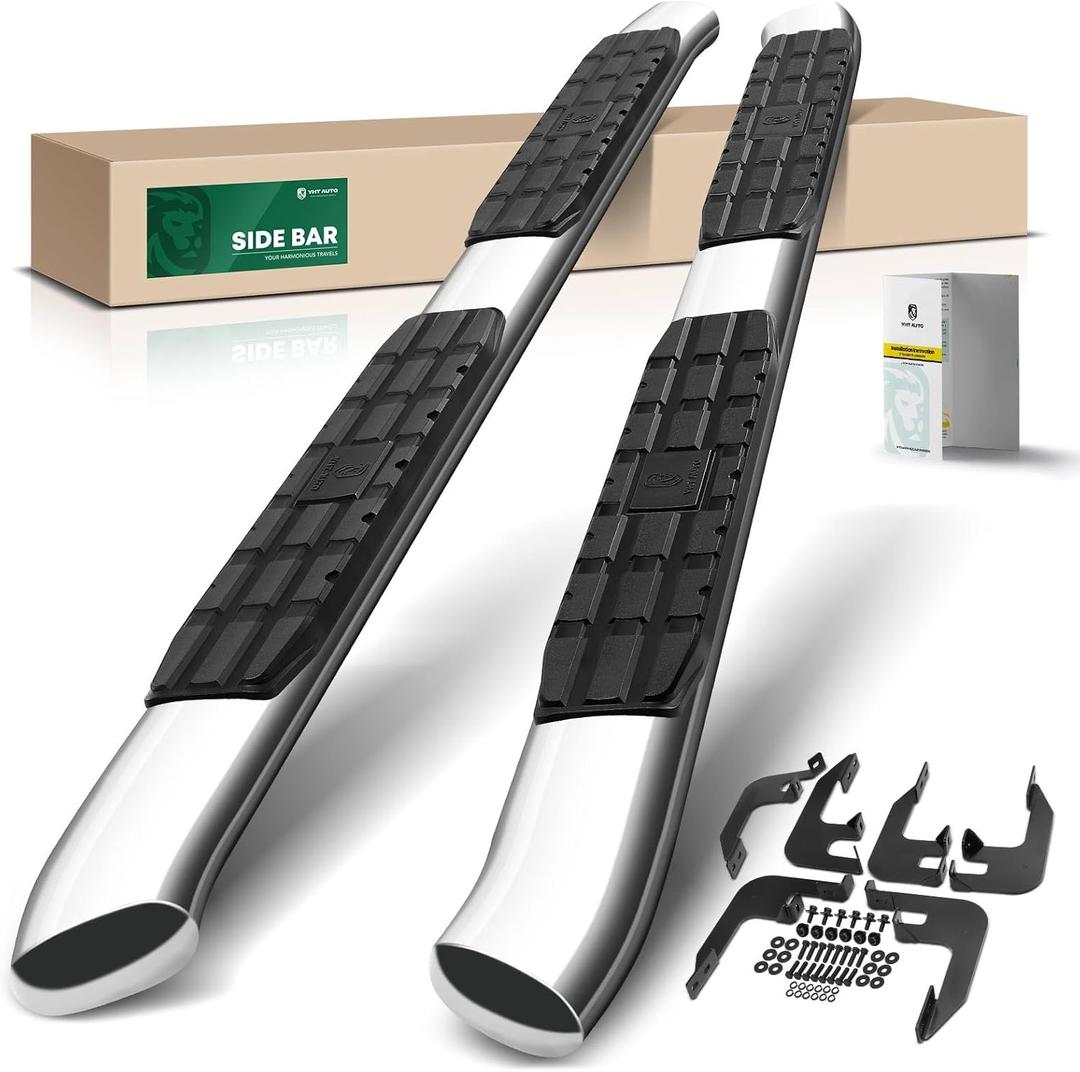 YHTAUTO 4.25 Inch Running Boards Fit Honda Ridgeline 2017-2026 Crew Cab, Oval Bent Ends Side Steps Stainless Steel Step Bars Off-Road Exterior Accessories