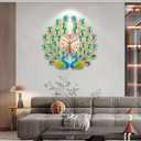Large Peacock Wall Clock Silent Non-Ticking,3D Creative Luxury Decorative Wall Clocks Peacock Clocks Mid Century Big Wall Clocks for Living Room Bedroom Dining Room Decor,Dia 28 inch, 28.0*28.0 Inch