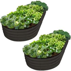 Plant & Plot Galvanized Raised Garden Beds Outdoor // 8×4×1 ft (2-Pack) Planter Raised Beds for Gardening, Vegetables, Flowers // Large Metal Garden Box // Patented Tool-Free Design (Black)