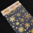 Snowkingdom 2 Pcs Christmas Snowflake Gold Table Runner, 108 Inch Sparkly Gold Glitter Metallic Foil Runners Decorations for Seasonal Winter Festival Holiday Home Party