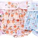 Avont 3 Pack Washable Female Dog Diapers, Reusable Period Diapers Cover for Girl Doggies Heat Cycle, Incontinence -Strawberry/Orange/Cherry(S)
