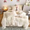 Faux Fur Kids Girls Milky White Comforter Sets Twin/Full - 3PC Bed Set Warm Comfortable Soft Plush Flannel Velvet Fluffy Fuzzy BeddingComforter x 1 Pillowcases x 2