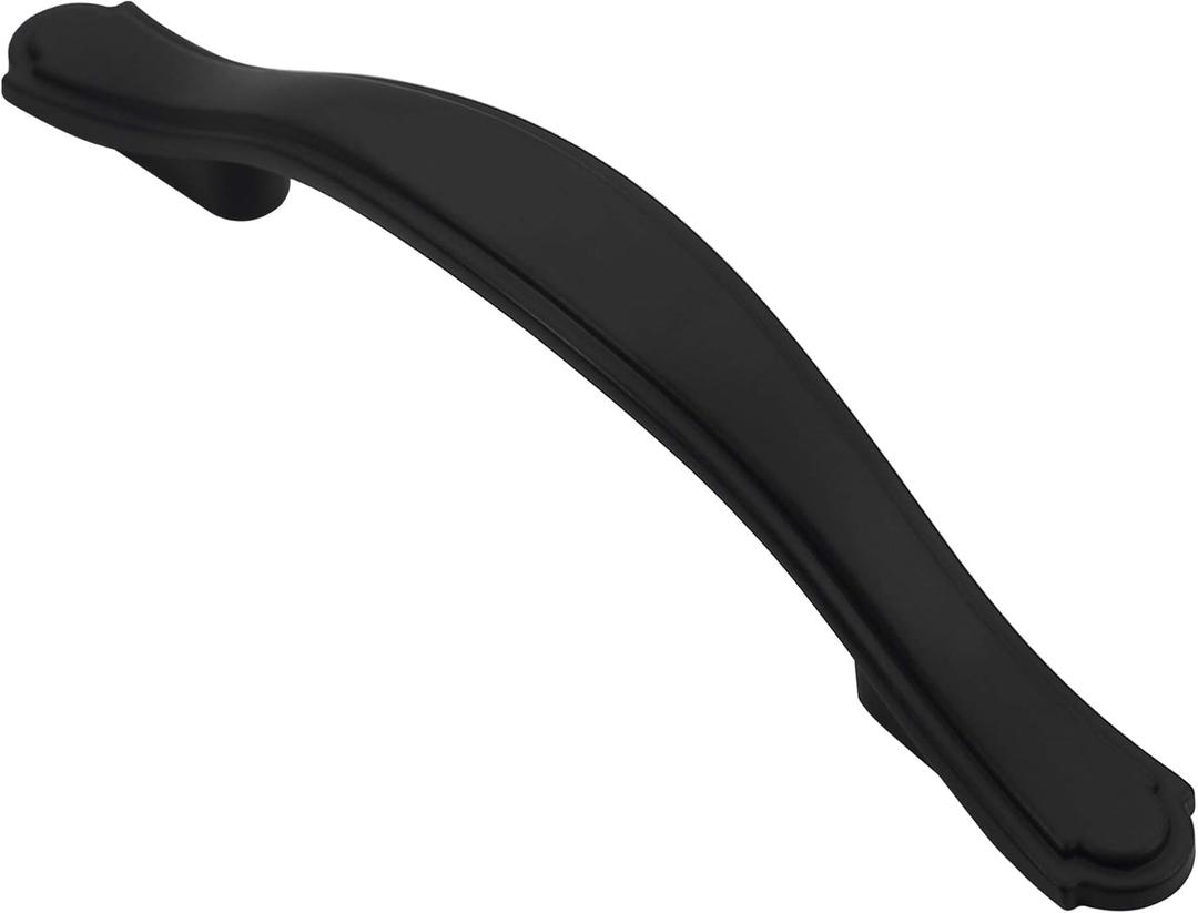 Alzassbg 10 Pack Flat Black Cabinet Pulls, 3 Inch(76mm) Hole Centers Cabinet Handles Arch Kitchen Hardware for Cabinets and Drawer AL3028MB