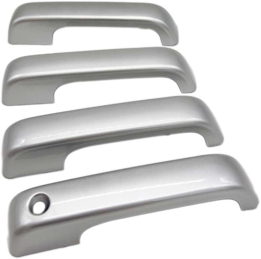 Glossy Silver Color Overlay Side Door Handle Cover Trim Set Compatible with 2015-2020 F-150 No Smart Buttons