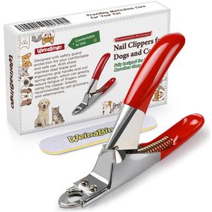 Dog Cat Pets Nail Clippers, Professional Pets Claw Trimmer with Free Nail File, Sharp Stainless Steel Blade, Sturdy Non Slip Handles - for Safe, Professional at Home Grooming (Red)