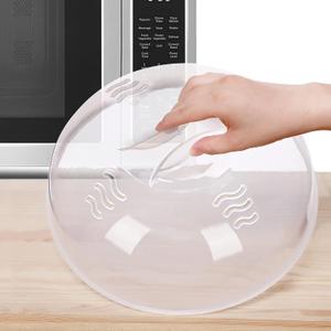 Microwave Splatter Cover for Food Large Microwave Plate Food Cover With Easy Grip Handle Anti-Splatter Lid With Enlarge Perforated Steam Vents, 11.5 Inch,BPA Free & Dishwasher Safe (Clear)