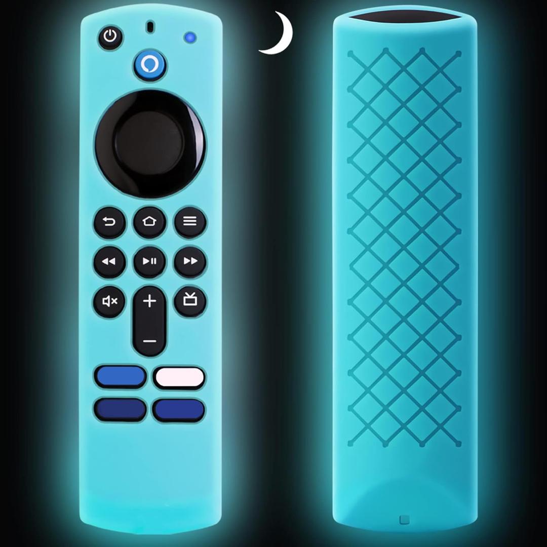 Silicone Remote Cover Compatible with Alexa Voice Remote for Fire TV Stick 4K / Fire TV Stick HD, Glow in The Dark, Blue