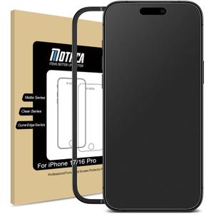 Mothca Matte Glass Screen Protector for iPhone 17 / iPhone 16 Pro (6.3 inch) Anti-Glare & Anti-Fingerprint Tempered Glass Film, [Easy Installation Frame] Case Friendly, Bubble Free - Smooth as Silk