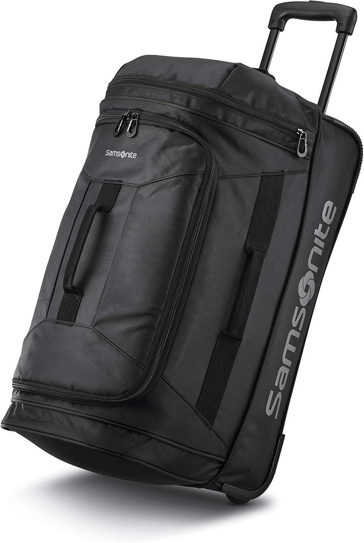Samsonite Andante 2 Wheeled Duffel Bag 22-Inch Durable Rolling Luggage with Inline Skate Wheels, Push-Button Handle & Spacious Compartments Travel-Friendly and Lightweight - All Black